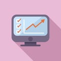 Finance monitor icon flat vector. Data credit investment