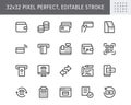 Finance operations simple line icons. Vector illustration with minimal icon - banking, credit card, contacless payment