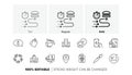 Finance, Organic tested and Coffeepot line icons. For web app, printing. Line icons. Vector