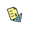 Finance, paper, ruler, dollar icon. Simple color with outline vector elements of innovations icons for ui and ux, website or