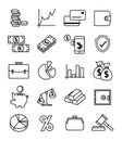 Finance, payments and money line vector icons set Royalty Free Stock Photo