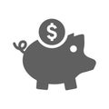 Finance, piggy bank, savings icon. Gray vector graphics Royalty Free Stock Photo