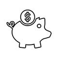 Finance, piggy bank, savings outline icon. Line art vector Royalty Free Stock Photo