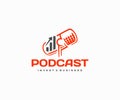 Finance podcast logo design. Financial talk show and money radio vector design