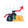 Finance productivity graph, return on investment chart, budget planning, expenses concept, accounting report