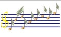 Finance raising by dollar music notes diagram. Isolated.