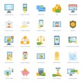 Finance safe card banking icons set credit cash payment vector.