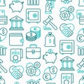 Finance seamless pattern with thin line icons