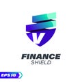 Finance Shield Alphabet Logo V Royalty Free Stock Photo