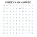 finance and shopping icons, signs, outline symbols, concept linear illustration line collection Royalty Free Stock Photo