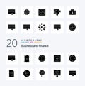 20 Finance Solid Glyph icon Pack like finance business currency safe finance Royalty Free Stock Photo
