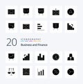 20 Finance Solid Glyph icon Pack like business gold coin finance bars Royalty Free Stock Photo