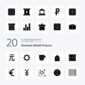 20 Finance Solid Glyph icon Pack like finance currency finance graph tag Royalty Free Stock Photo
