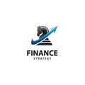 Finance strategy logo with arrow and chess horse