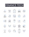 Finance tech line icons collection. Legal aid, Creative arts, Digital marketing, Behavioral science, Medical field