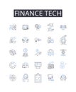 Finance tech line icons collection. Mtary Policy, Interest Rates, Reserve Requirements, Inflation, GDP, Currency
