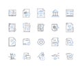 Finance unit line icons collection. Accounting, Auditing, Budgeting, Capital, Cash, Credit, Debt vector and linear
