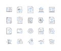 Finance unit line icons collection. Accounting, Auditing, Budgeting, Capital, Cash, Credit, Debt vector and linear
