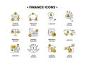Finance. Vector illustration set of icons depository services, property appraisal, rating services, collection