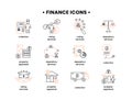 Finance. Vector illustration set of icons depository services, property appraisal, rating services, collection