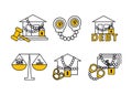 Finance. Vector illustration set of icons seizure of property, foreclosure