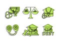 Finance. Vector illustration set of icons seizure of property, foreclosure