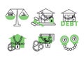 Finance. Vector illustration set of icons seizure of property, foreclosure