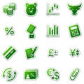 Finance web icons, green sticker series Royalty Free Stock Photo