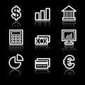 Finance white contour web icons