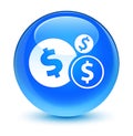 Finances dollar sign icon glassy cyan blue round button