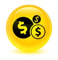 Finances dollar sign icon glassy yellow round button