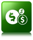 Finances dollar sign icon green square button Royalty Free Stock Photo
