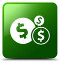 Finances dollar sign icon green square button Royalty Free Stock Photo