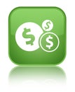 Finances dollar sign icon special soft green square button Royalty Free Stock Photo