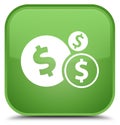 Finances dollar sign icon special soft green square button Royalty Free Stock Photo