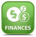 Finances (dollar sign) special soft green square button Royalty Free Stock Photo