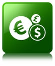 Finances icon green square button Royalty Free Stock Photo