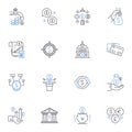 Finances line icons collection. Budgeting, Investments, Savings, Debt, Incomes, Assets, Liabilities vector and linear