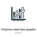 Finances stats bars graphic with up arrow vector icon on white background. Flat vector finances stats bars graphic with up arrow