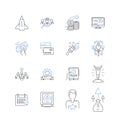 Financial accomplishment line icons collection. Wealth, Profit, Success, Growth, Stability, Affluence, Abundance vector