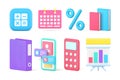 Financial accounting business analyzing commercial management set 3d icon realistic vector