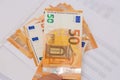 Financial Accounting document with euro notes close up. Royalty Free Stock Photo