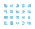 Financial accounting flat line icons. Bookkeeping, tax optimization, firm, accountant outsourcing, payroll, real estate
