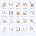 Financial accounting flat line icons. Bookkeeping, tax optimization, firm dissolution, accountant outsourcing, payroll Royalty Free Stock Photo