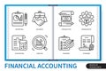 financial accounting line icons set