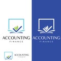 Financial accounting logo, with check mark for financial accounting stock chart analysis. In modern template vector illustration Royalty Free Stock Photo