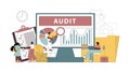Financial, accounting, tax audit. Vector flat illustration. Royalty Free Stock Photo