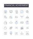Financial achievment line icons collection. Economic success, Mtary victory, Fiscal accomplishment, Wealth attainment
