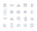 Financial achievment outline icons collection. Wealth, Prosperity, Profit, Savings, Investment, Capital, Value vector