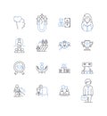 Financial advisement line icons collection. Investments, Budgeting, Retirement, Wealth, Planning, Debt, Strategy vector